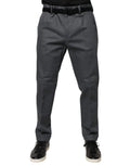 Pantalon habillé gris taperé dolce & gabbana en chino gris foncé avec coupe ajustée et plis discrets à la taille