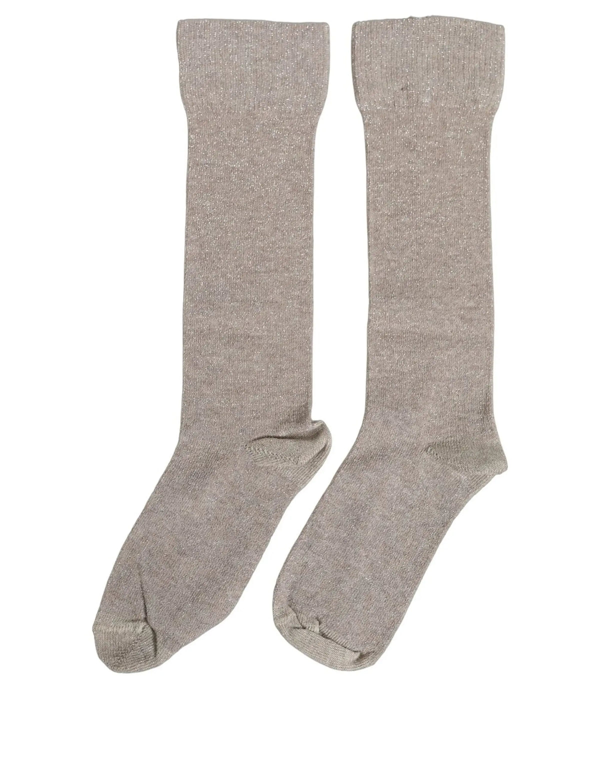 Une paire de chaussettes mi-mollet dolce gabbana gris en viscose côtelée avec un léger scintillement