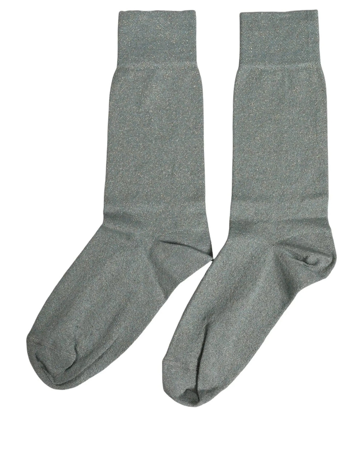 Une paire de chaussettes dallas & gabbana gris métallique en viscose avec texture chatoyante au milieu du mollet