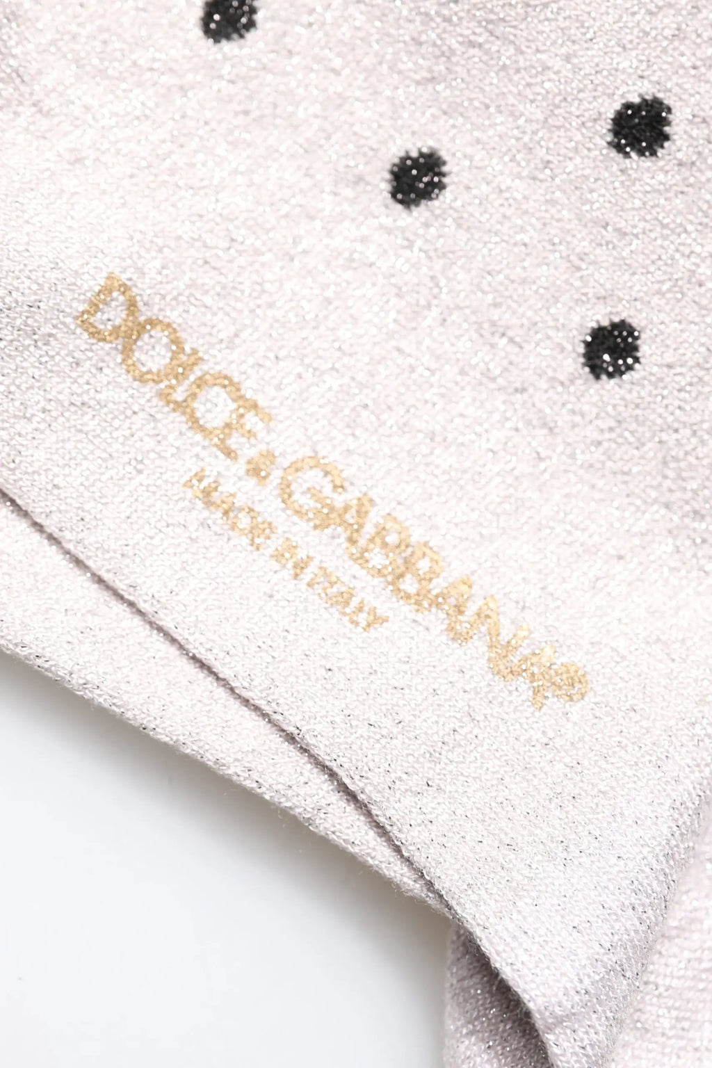 Écharpe douce texturée dolce & gabbana ivoire ornée de pois noirs en sequins et broderies dorées en fil