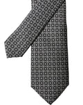 Cravate homme en soie noire dolce & gabbana avec motif blanc géométrique gris ajustable
