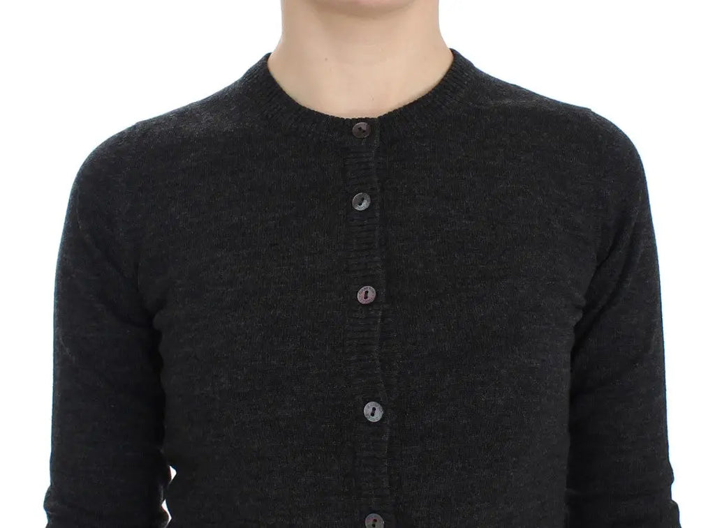 Cardigan dolce & gabbana en laine gris avec boutons foncés texturé en maille noire