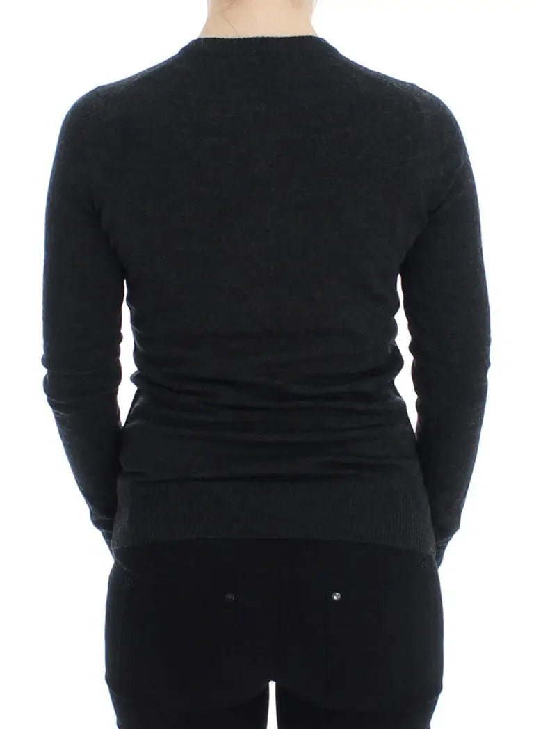 Pull en maille noir à manches longues avec col rond et ourlet côtelé dolce & gabbana cardigan laine gris à boutons