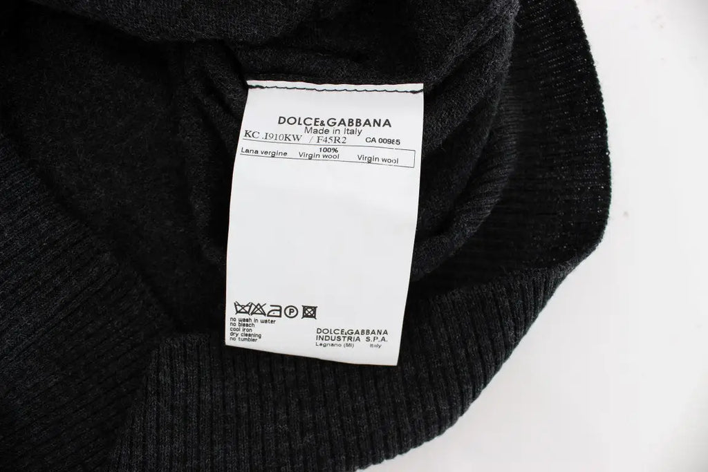 Cardigan dolce & gabbana gris en laine vierge 100 pour cent avec boutons et détails en noir