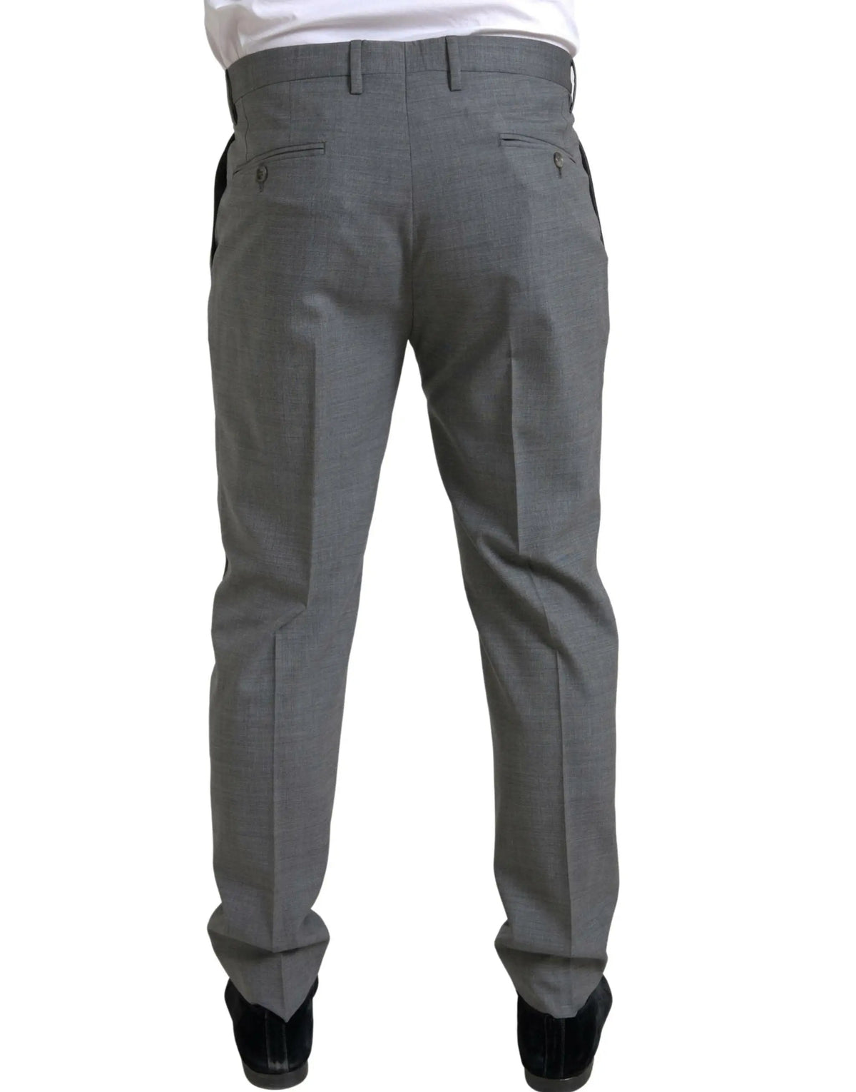 Pantalon habillé skinny pour homme dolce & gabbana gris en laine avec coupe cintrée et texture subtile