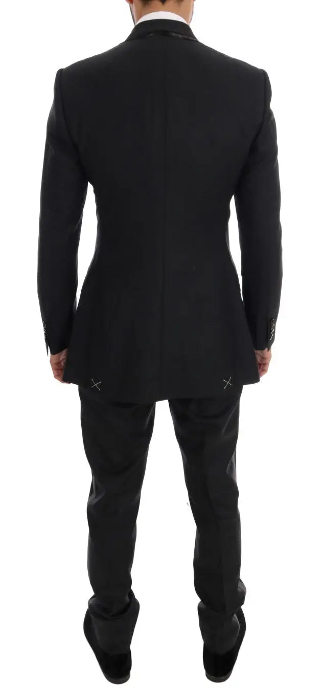Veste de costume noire ajustée dolce gabbana en laine grise avec double boutonnage et revers crantés classiques