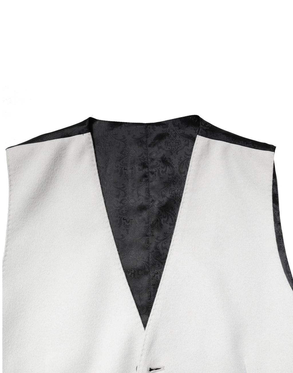 Dolce & gabbana gray wool dress formal men waistcoat vest with white satin front and black paisley lining