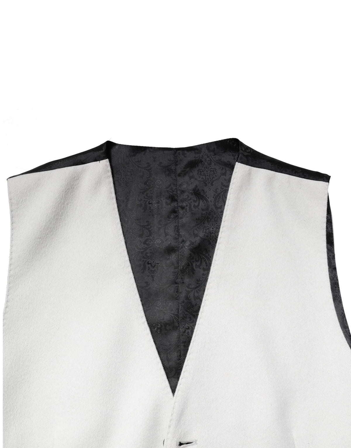 Dolce & gabbana gray wool dress formal men waistcoat vest with white satin front and black paisley lining