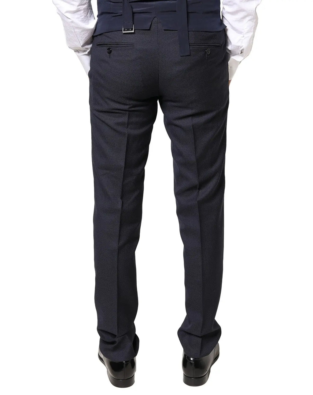 Pantalon de costume pour homme dolce & gabbana en laine grise avec coupe ajustée et motif subtil bleu marine
