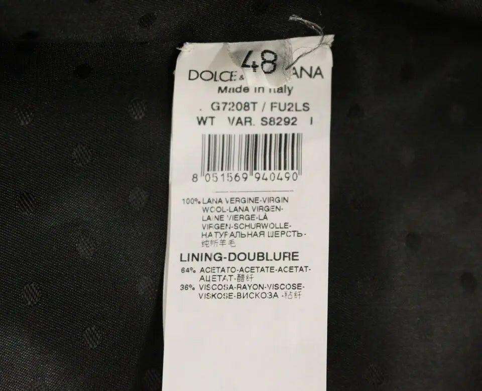 Étiquette de soin en tissu blanc pour gilet formel gris dolce & gabbana en laine vierge taille 48