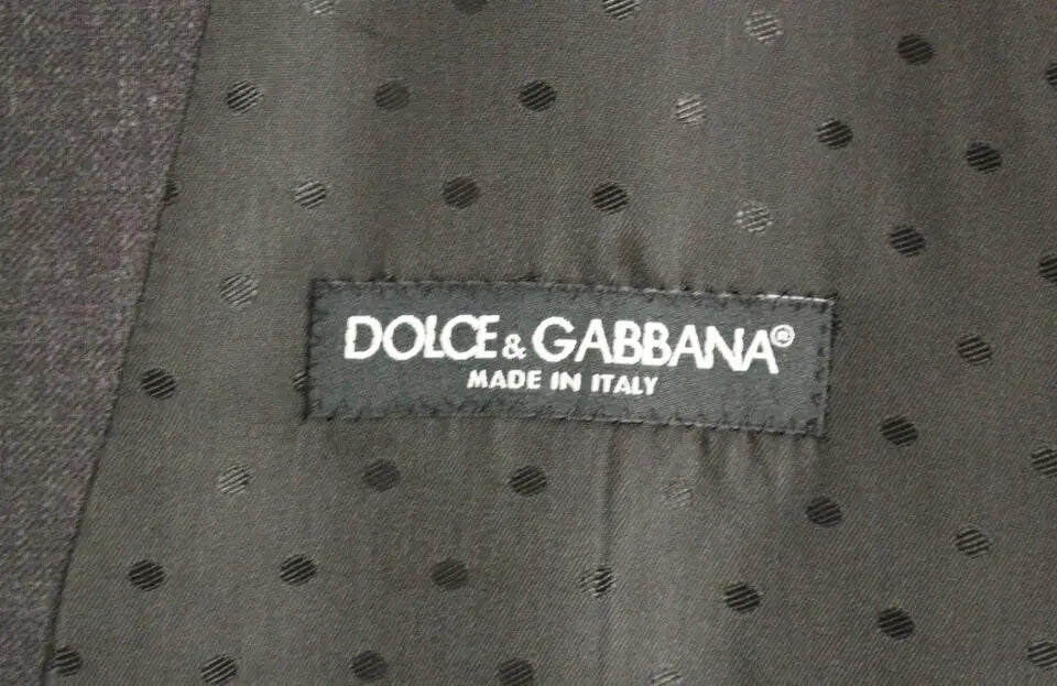 Dolce & gabbana gilet en laine gris foncé avec motif à pois subtil pour tenue formelle