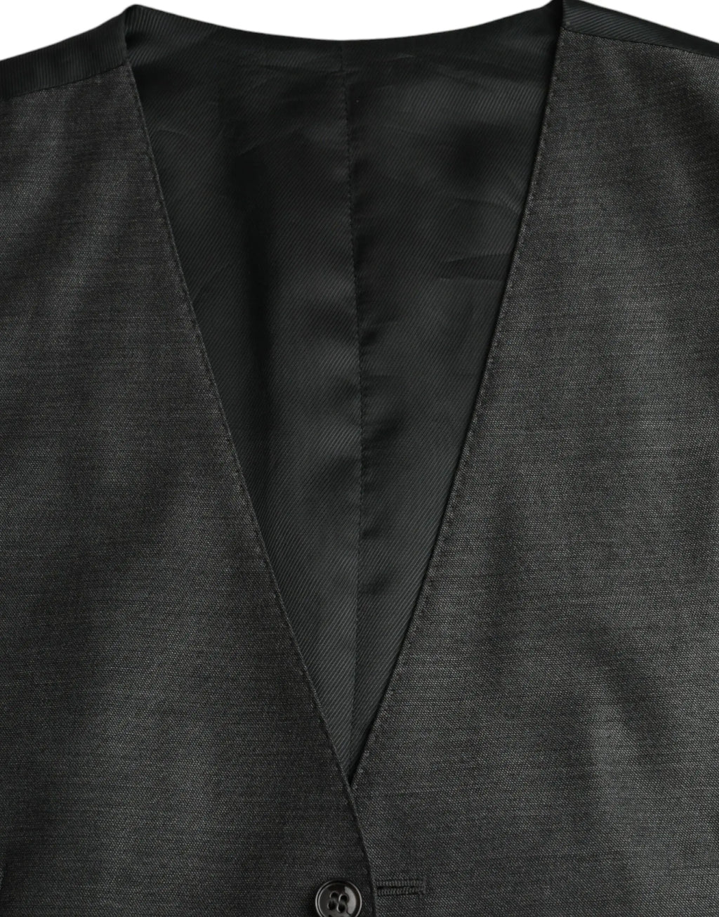 Dolce & gabbana gray wool formal dress waistcoat vest en laine noire texturée avec col en v élégant et doublure satinée