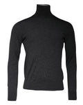Dolce & gabbana pull col roulé en laine gris avec texture douce chinée et coupe classique