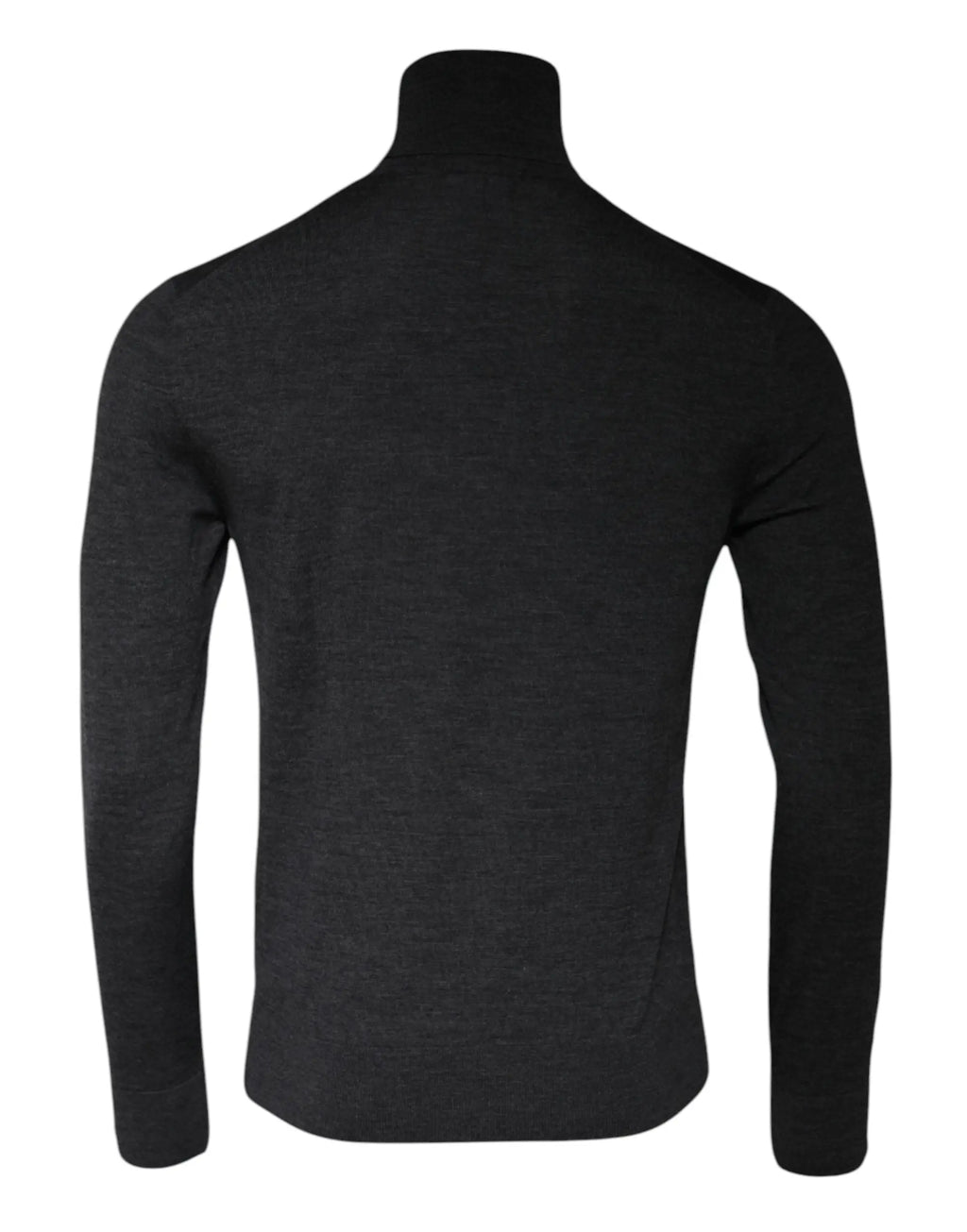Dolce & gabbana pull col roulé en laine mérinos noire avec texture chinée subtile et poignets côtelés