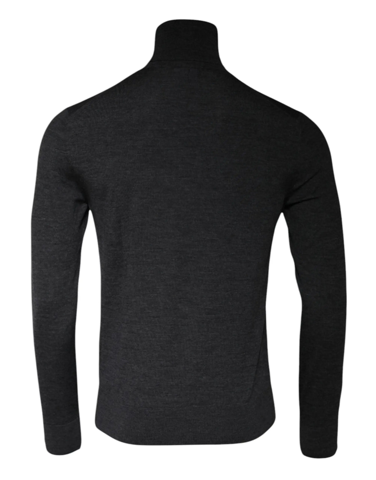 Dolce & gabbana pull col roulé en laine mérinos noire avec texture chinée subtile et poignets côtelés