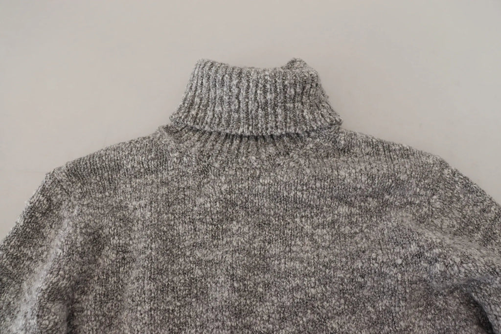 Dolce & gabbana gris pull col roulé en laine avec maille texturée et col côtelé confortable