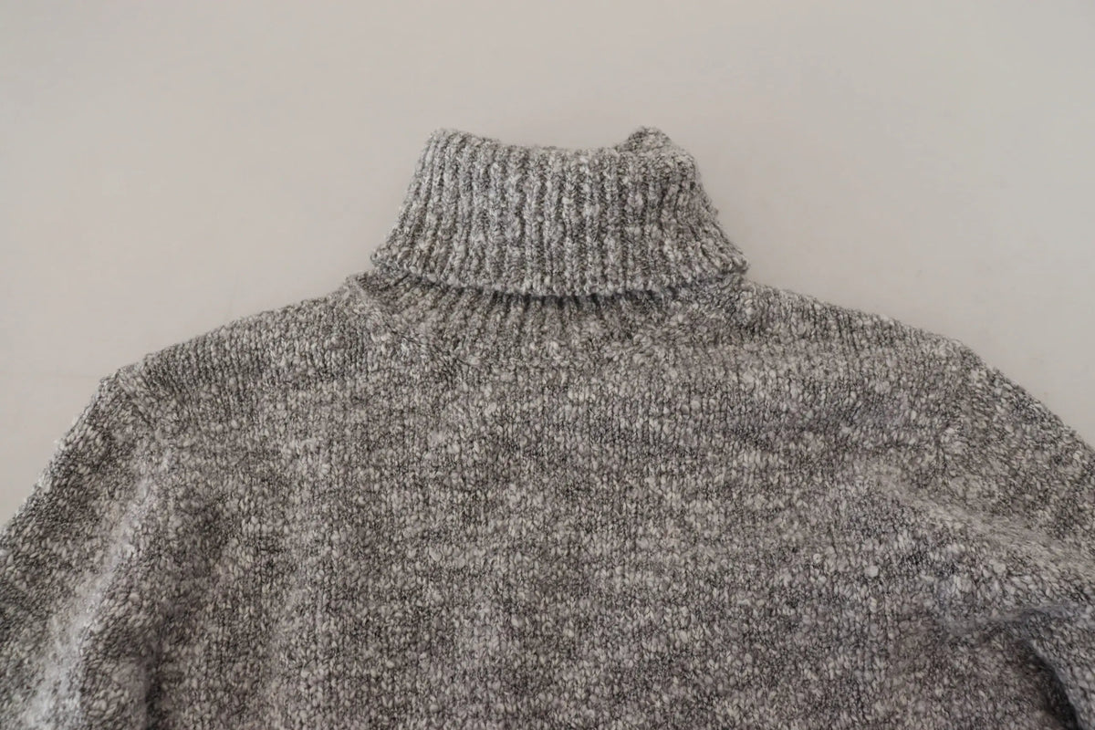 Dolce & gabbana gris pull col roulé en laine avec maille texturée et col côtelé confortable