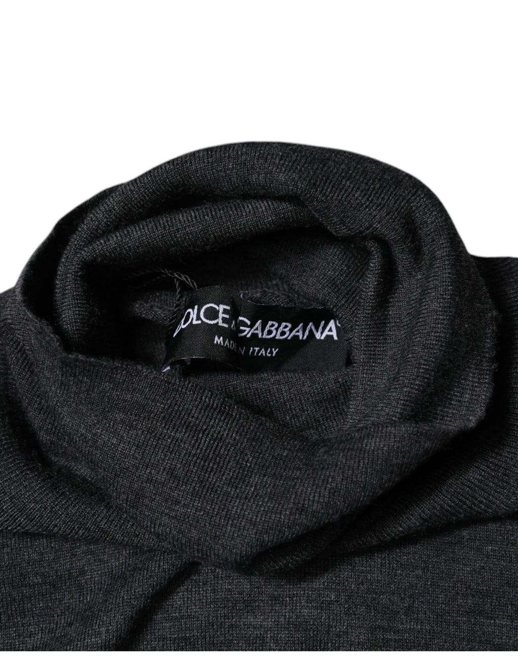 Pull à col roulé dolce & gabbana gris foncé en laine avec texture côtelée douce
