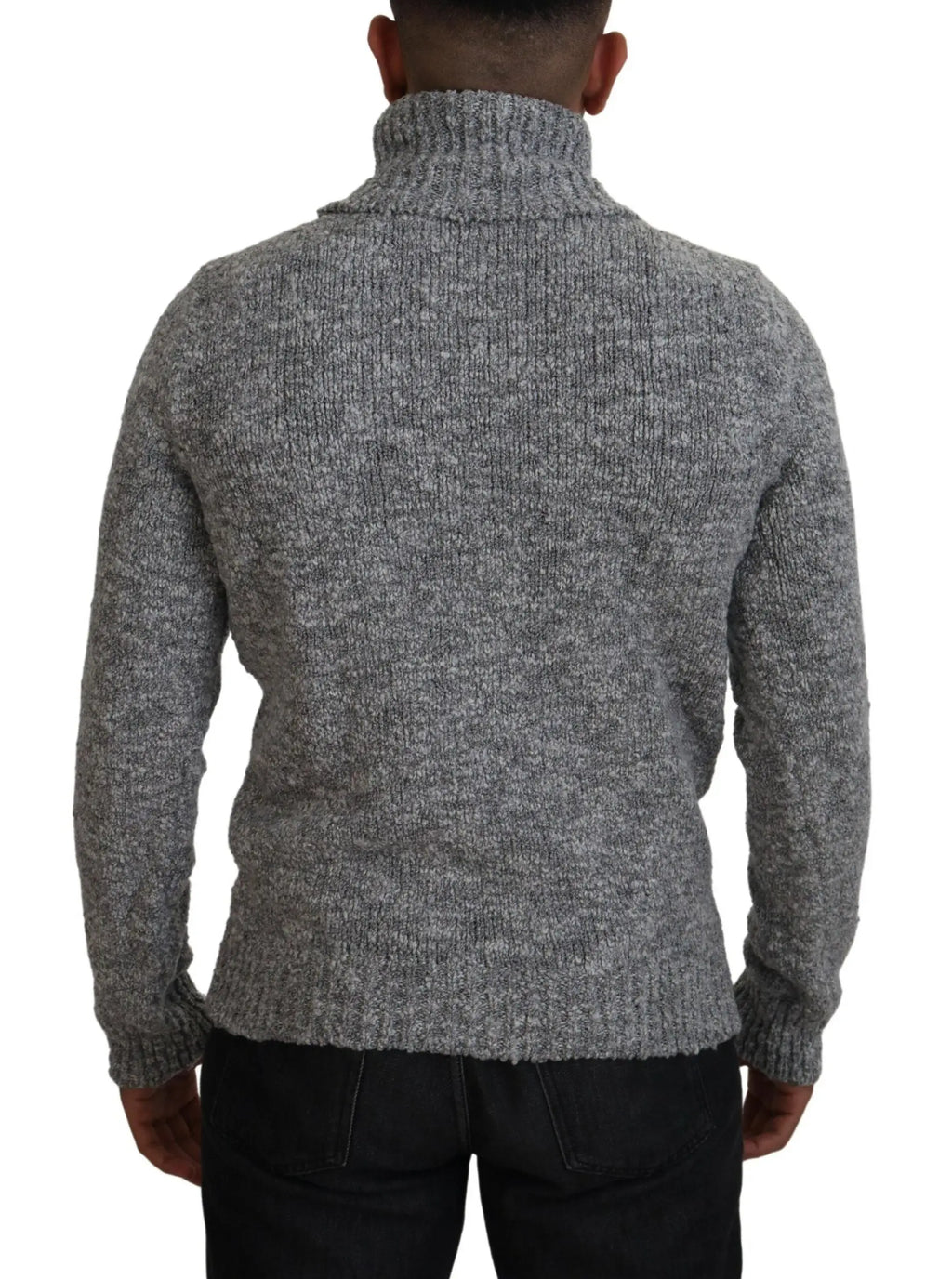 Dolce & gabbana pull en laine gris avec col roulé texturé et poignets en maille côtelée
