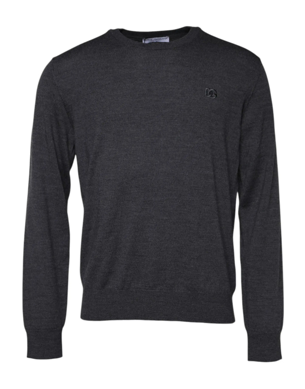 Pull gris en laine dolce & gabbana pour homme avec logo brodé subtil sur la poitrine
