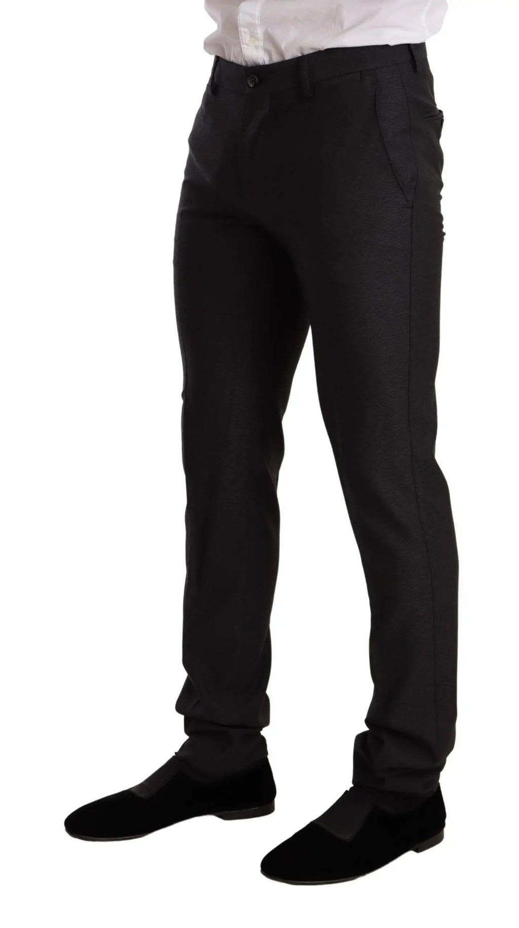 Pantalon slim noir dolce gabbana avec design élégant et coutures subtiles en laine grise martini slim fit