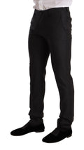 Pantalon slim noir dolce gabbana avec design élégant et coutures subtiles en laine grise martini slim fit