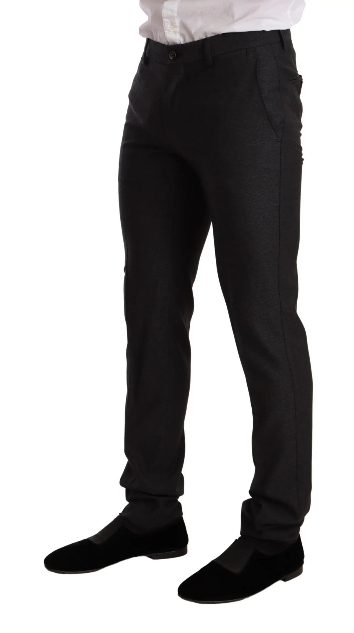 Pantalon slim noir dolce gabbana avec design élégant et coutures subtiles en laine grise martini slim fit