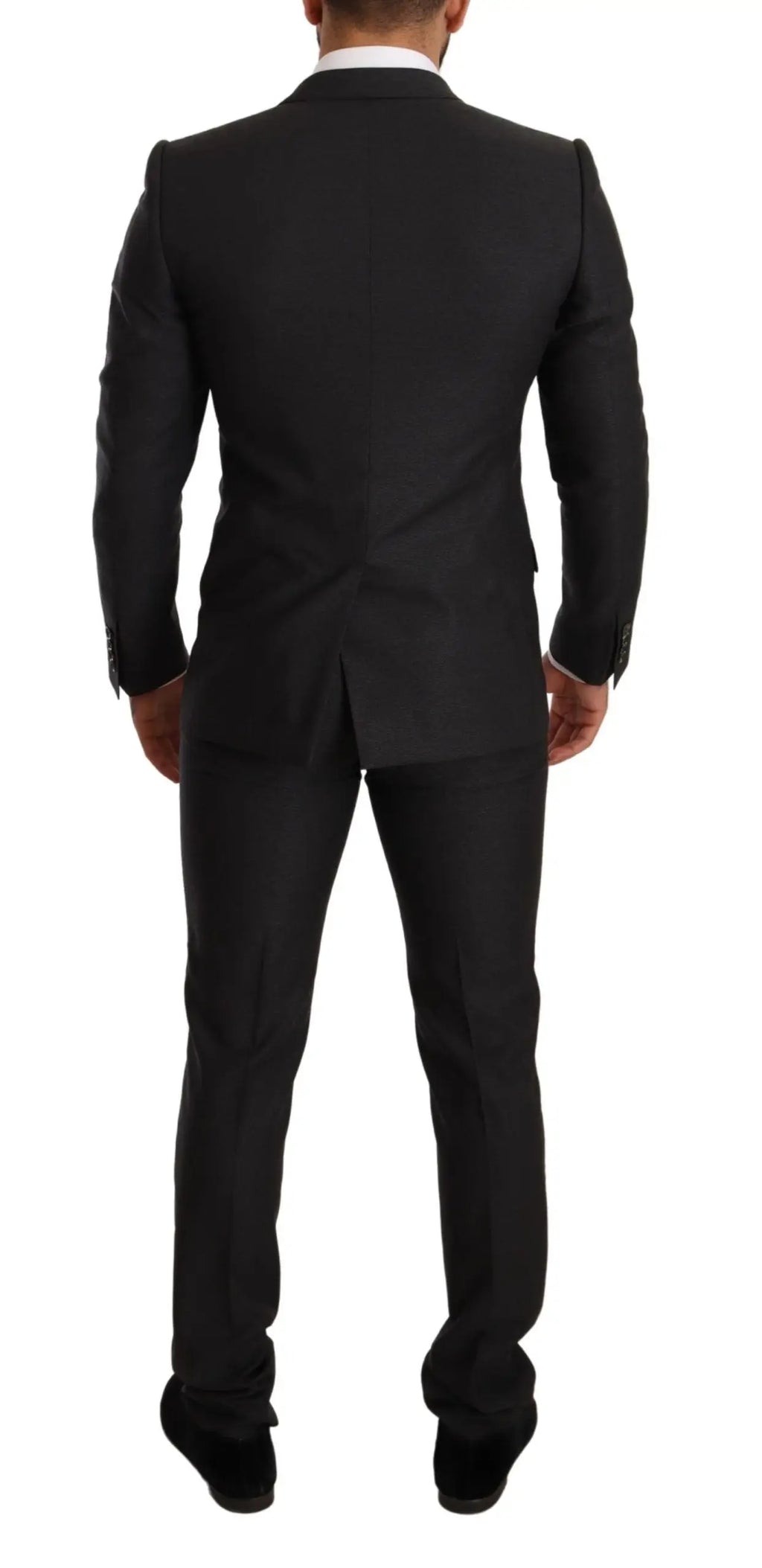Costume dolce & gabbana martini gris en laine avec coupe slim et texture subtile col à revers cranté