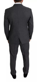Costume formel homme dolce & gabbana gris en laine avec motif à carreaux subtil et coupe classique ajustée