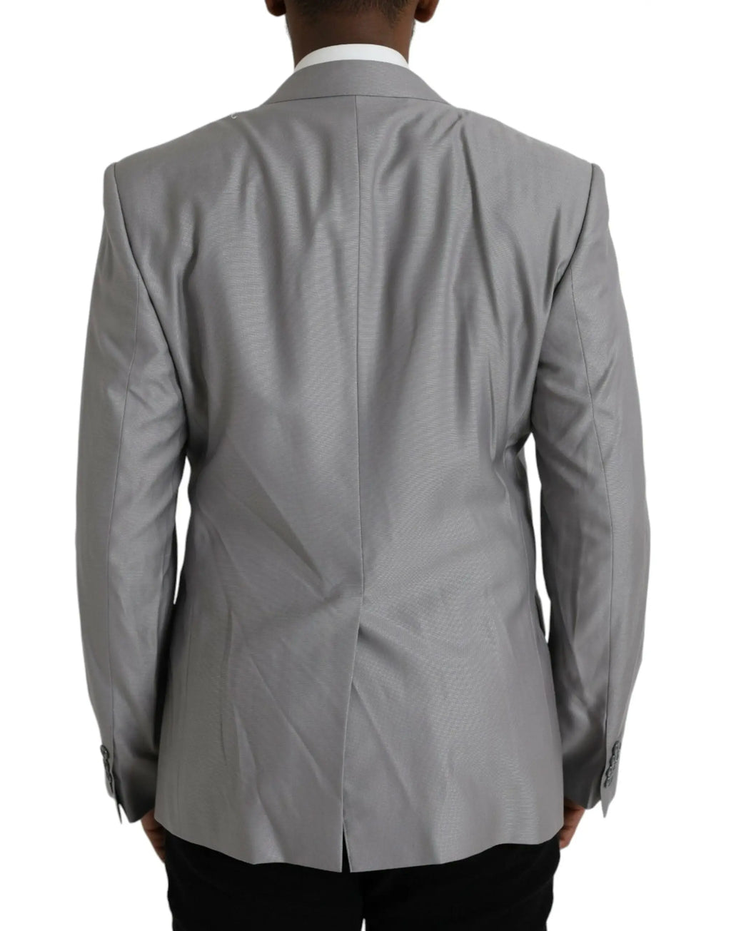 Dolce & Gabbana blazer gris en laine avec tissage texturé et coupe ajustée élégante