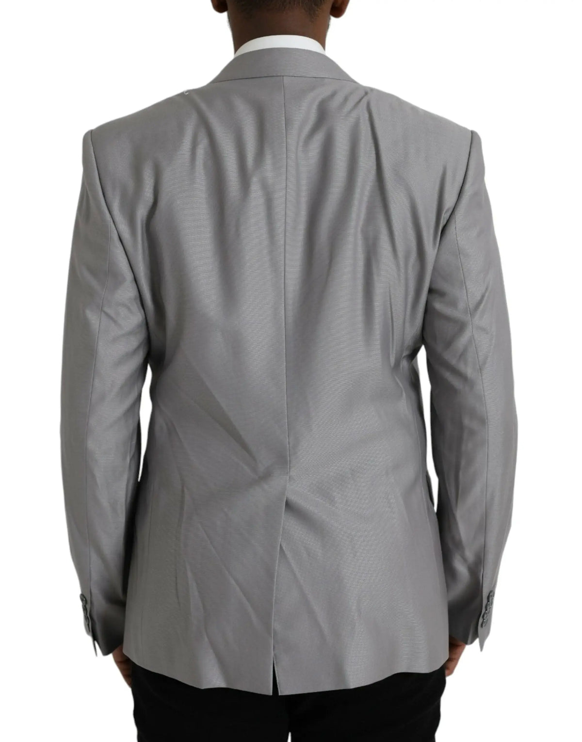Dolce & Gabbana blazer gris en laine avec tissage texturé et coupe ajustée élégante