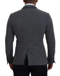 Veste slim fit dolce & gabbana grise en laine avec revers crantés et poignets boutonnés