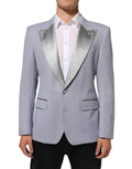 Veste de costume dolce & gabbana sicilia gris clair en laine avec col en satin pour homme