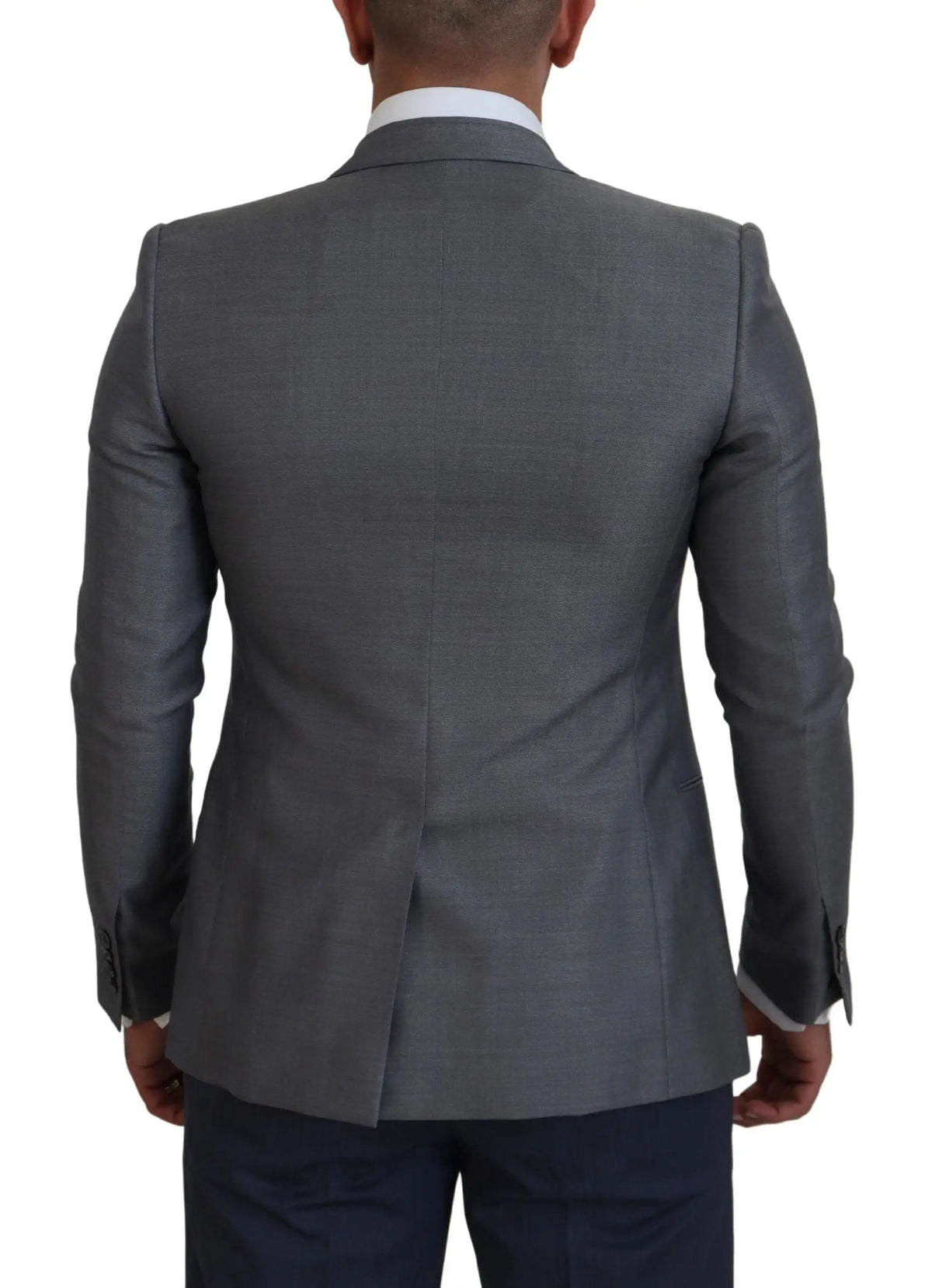 Veste de costume grise dolce & gabbana en laine et soie avec coupe slim et tissage subtil texturé