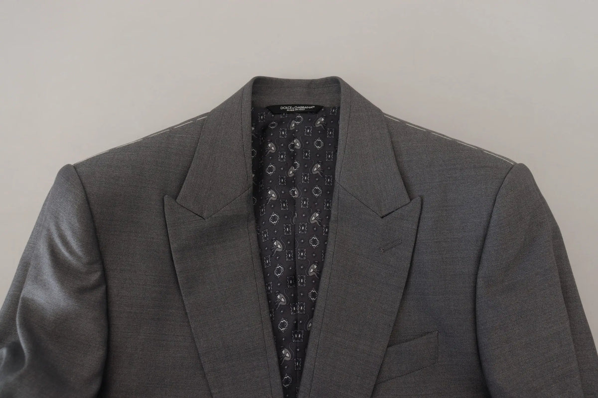 Veste dolce & gabbana homme gris en laine et soie avec tissage texturé et doublure noire à motif contrastant