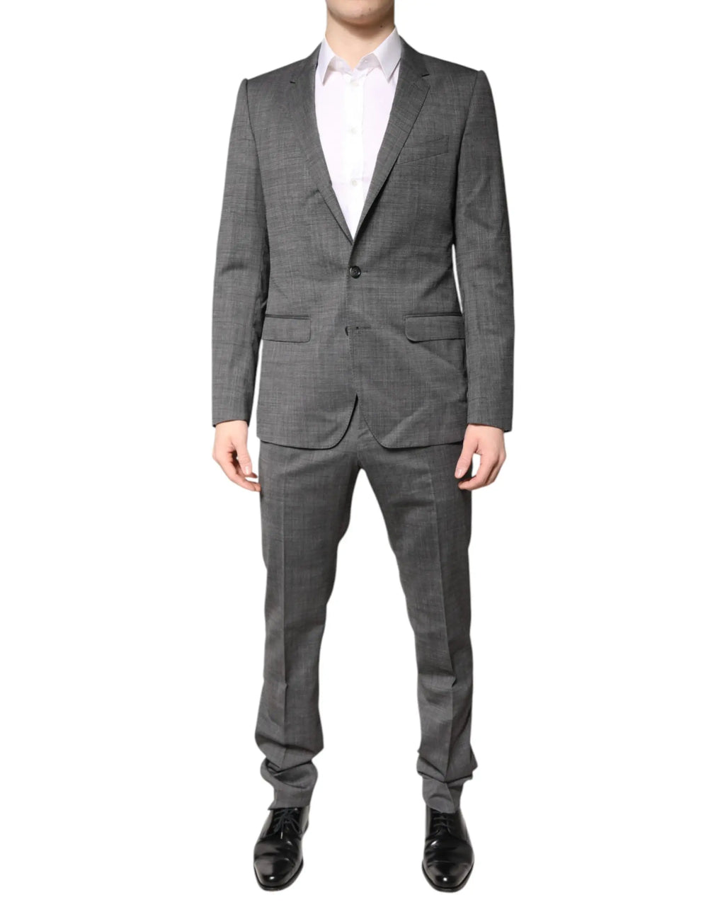 Costume deux pièces dolce & gabbana gris en laine à carreaux avec coupe ajustée et fermeture à deux boutons