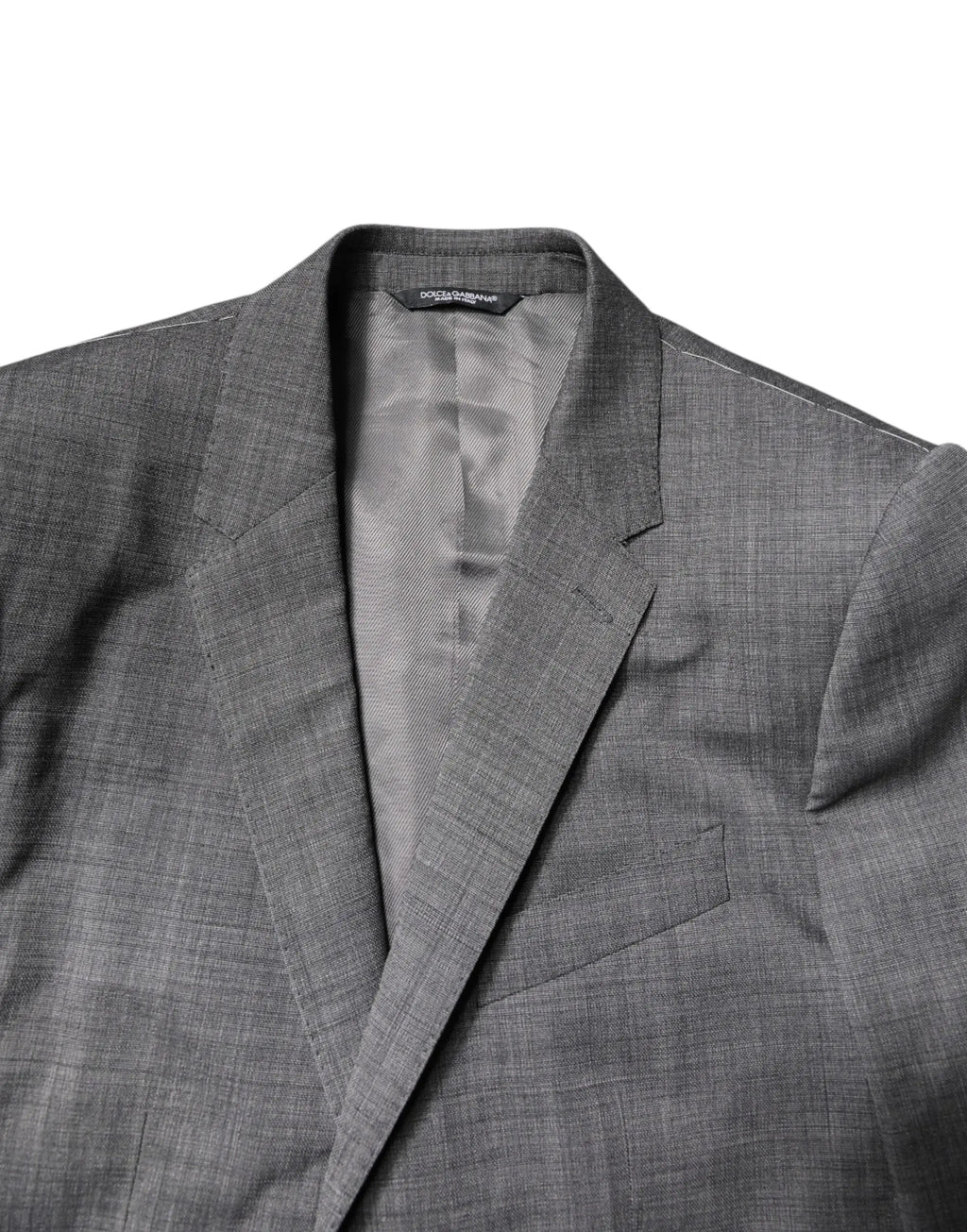 Dolce & gabbana gris blazer en laine texturée avec motif à carreaux subtil et intérieur doublé en satin