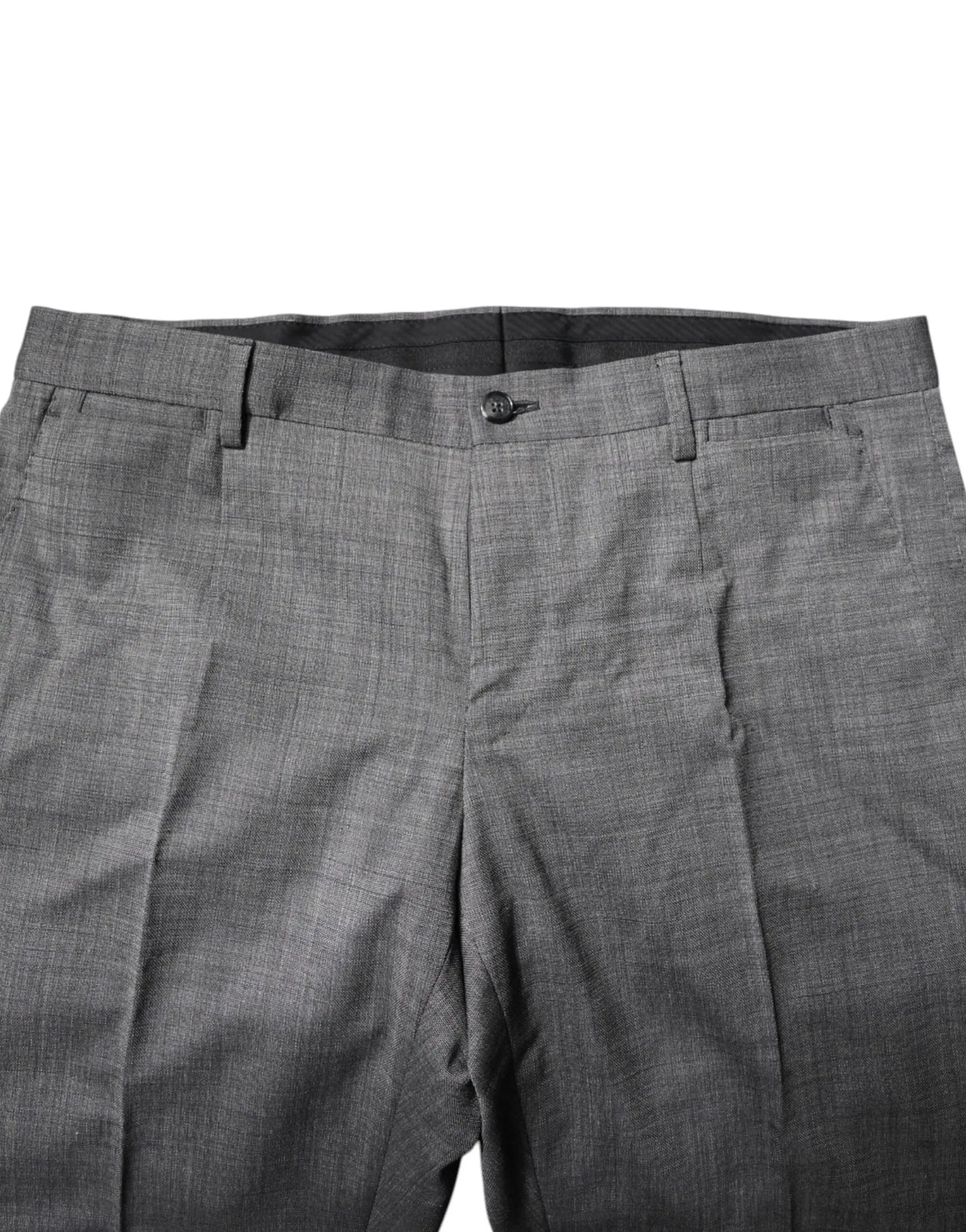 Pantalon habillé pour homme gris dolce & gabbana en laine mélangée à texture avec coupe classique et doublure intérieure noire