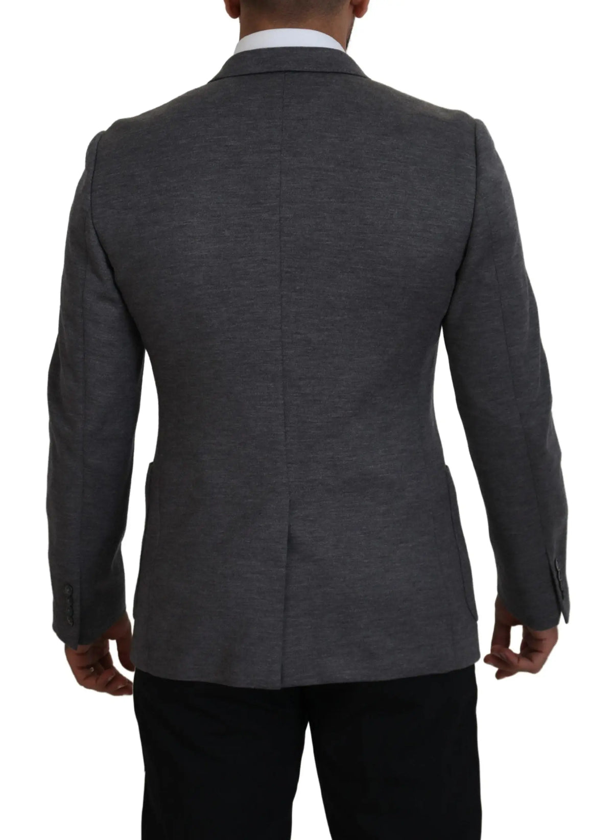Veste dolce & gabbana gris en laine stretch slim fit vue de dos avec texture et poches arrière