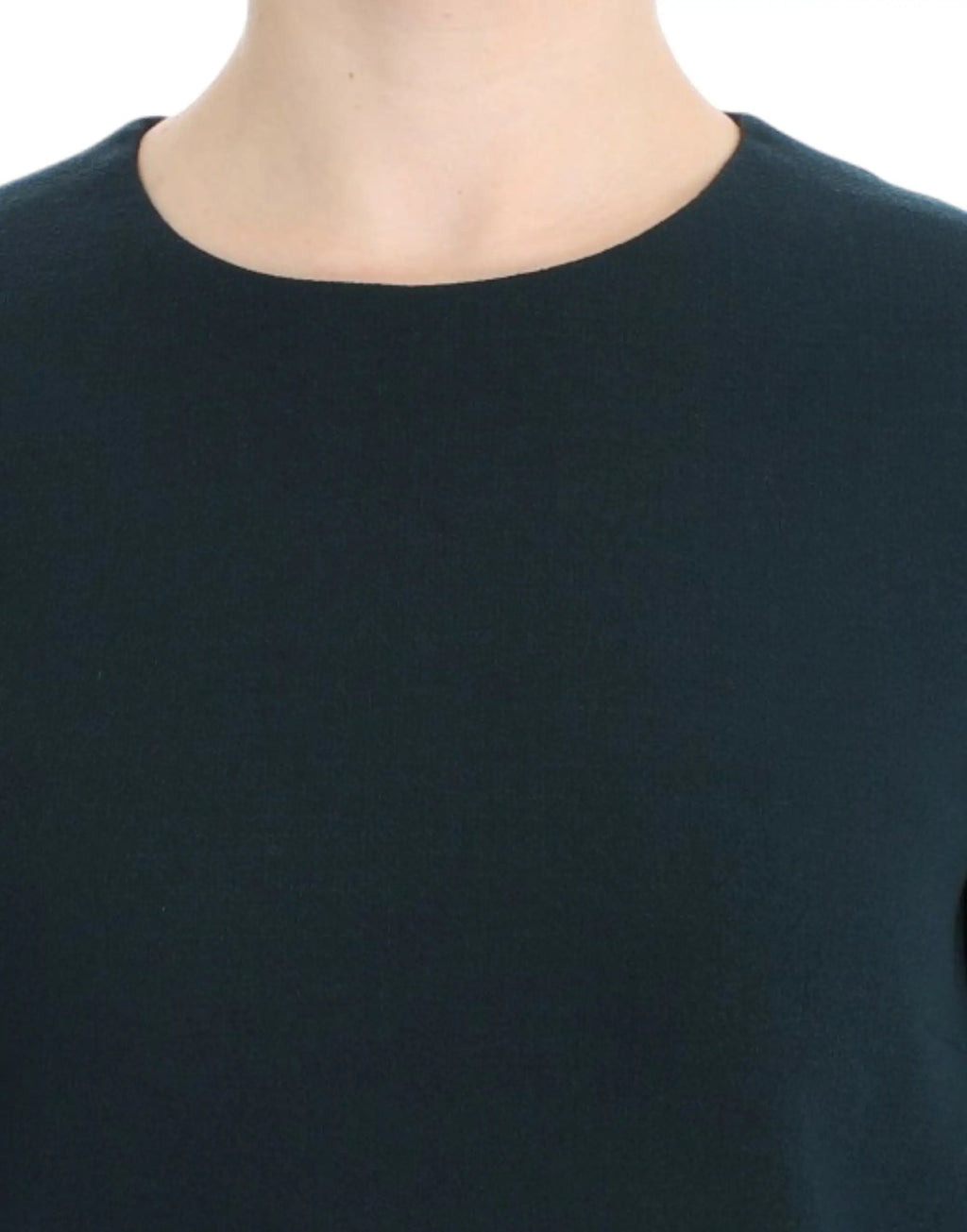 Blouse dolce & gabbana verte en laine à manches 3/4 avec tissu lisse et uni noire col rond