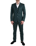Costume trois pièces dolce & gabbana vert foncé avec motif texturé subtil et coupe martini simple boutonnage