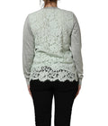 Cardigan dolce & gabbana vert menthe en soie avec boutonnière manches longues et dentelle à ourlet festonné