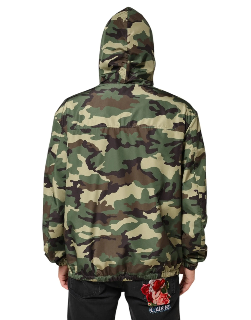 Dolce & gabbana veste à capuche camouflage verte en vert marron et beige avec motif camouflage
