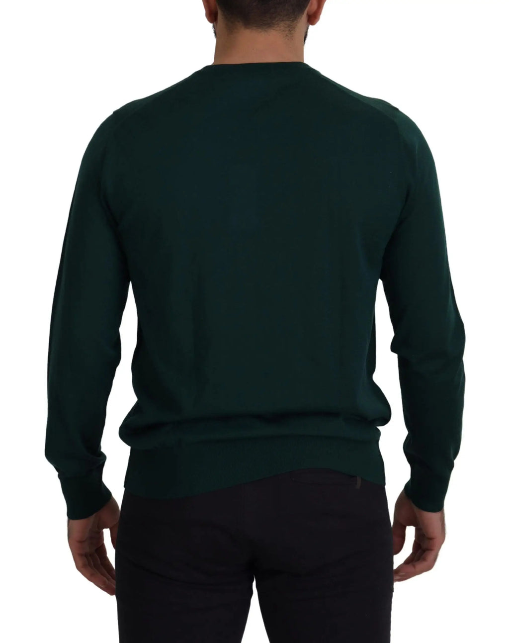 Pull à col rond en cachemire vert foncé à manches longues de dolce & gabbana