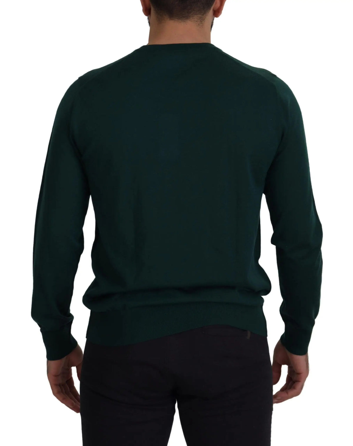Pull à col rond en cachemire vert foncé à manches longues de dolce & gabbana