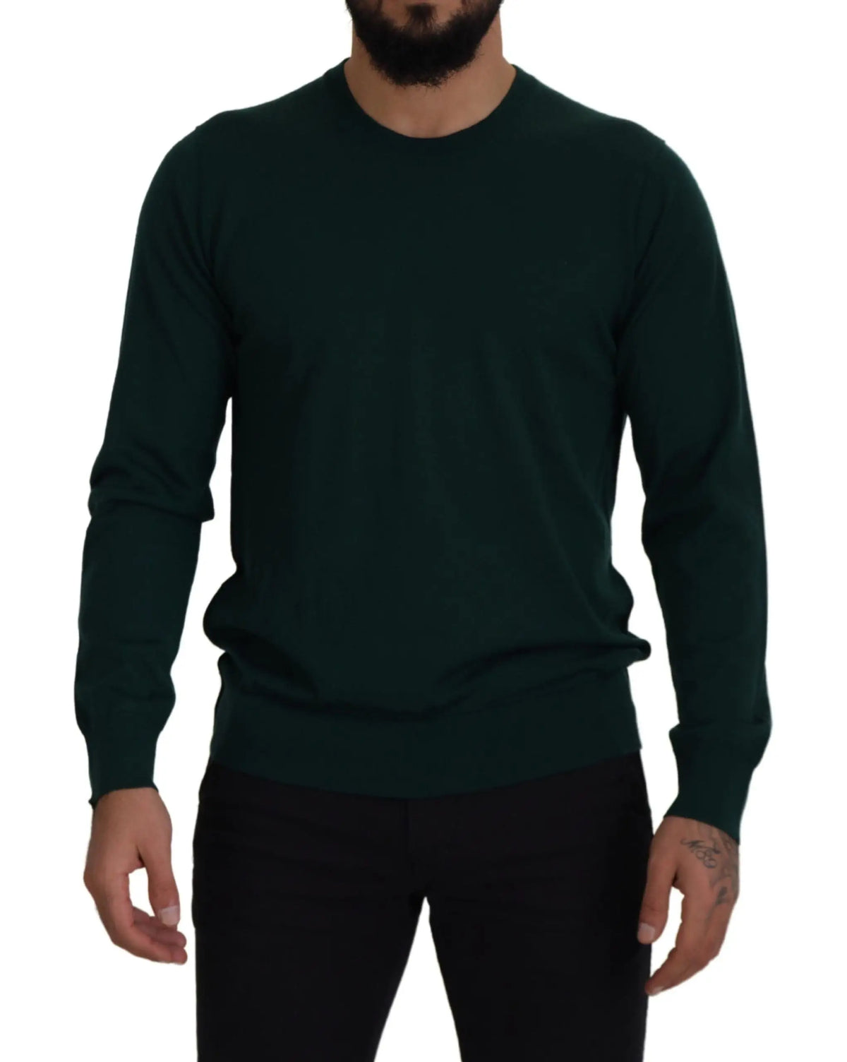 Pull en cachemire vert dolce & gabbana à col rond manches longues en vert foncé