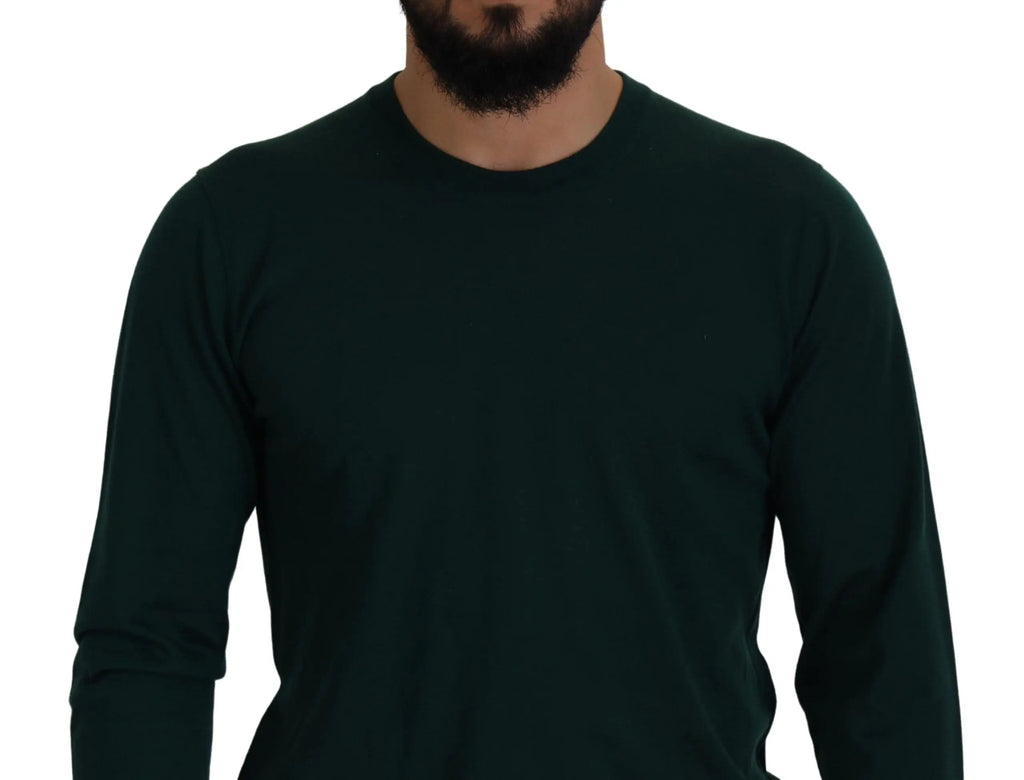 Dolce & gabbana pull en cachemire vert à col rond à manches longues en coton