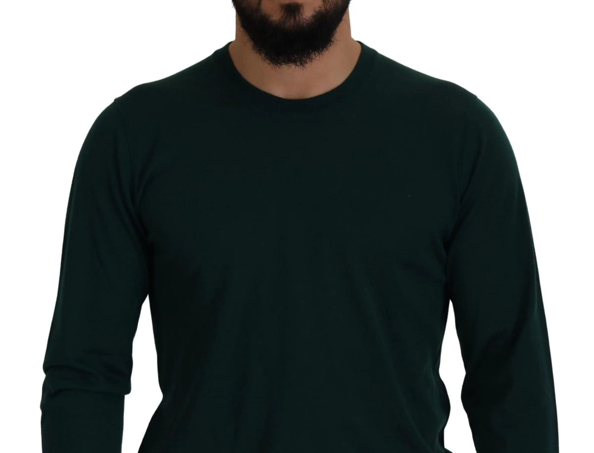 Dolce & gabbana pull en cachemire vert à col rond à manches longues en coton