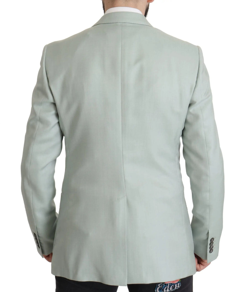 Dolce & gabbana veste blazer en cachemire vert clair à coupe classique avec une texture subtile