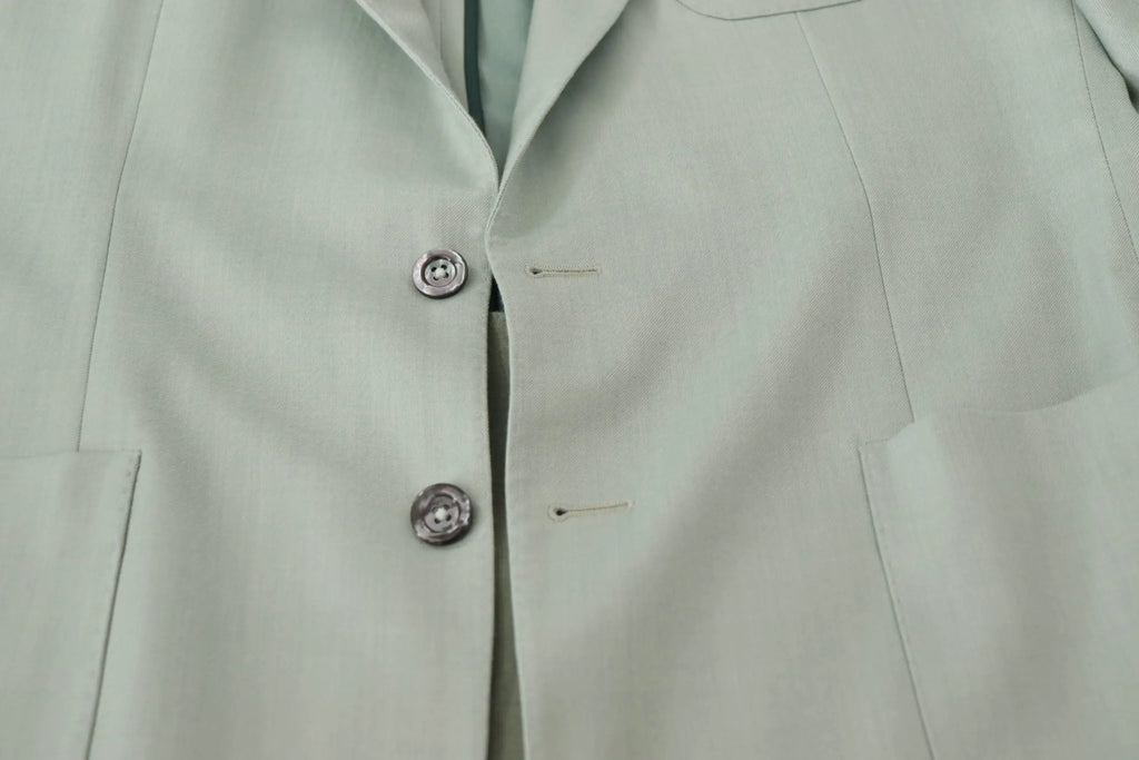 Veste blazer dolce & gabbana en cachemire vert avec boutons argentés et léger éclat en laine grise claire
